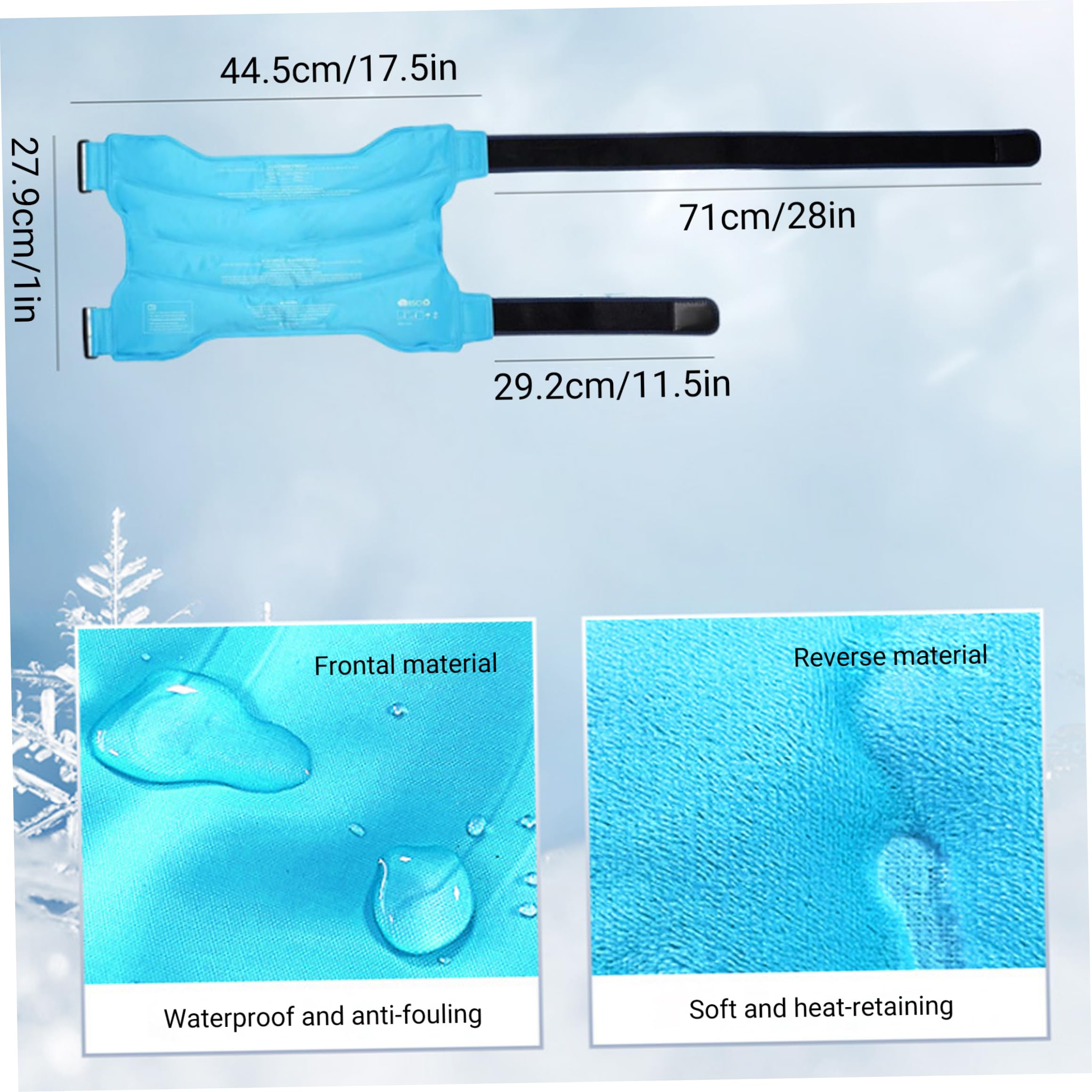 Paquete de hielo para la cadera, envoltura para paquete de hielo para la cadera después de la cirugía, gel frío y caliente reutilizable, envoltura ajustable - azul cielo.