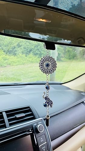 Miniatura 4 de LUCKBOOSTIUM Colgante colgante de elefante con cristal de piedra negra y mandala, signo de buena suerte y bendición, artículos decorativos y