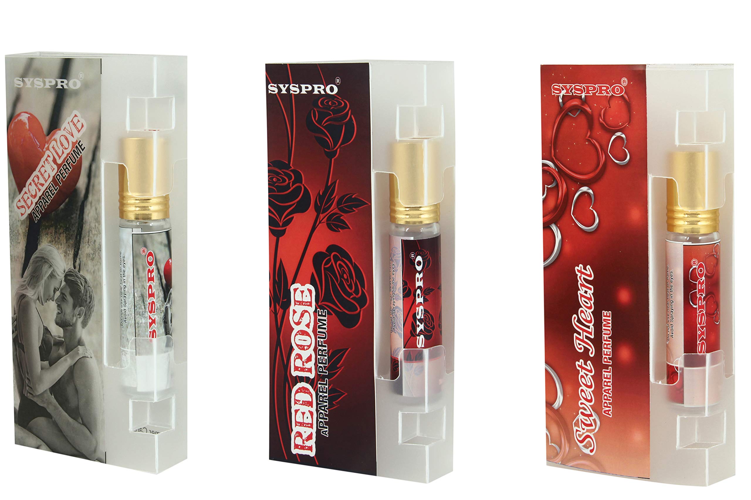 SYSPRO Attar Perfume Combo Of Secret Love, Red Rose and Sweet Heart Roll on for Men, Women Natural and Long-Lasting Fragrance Attar for Valentine's Day, Birthday and Special-one (8 ml)