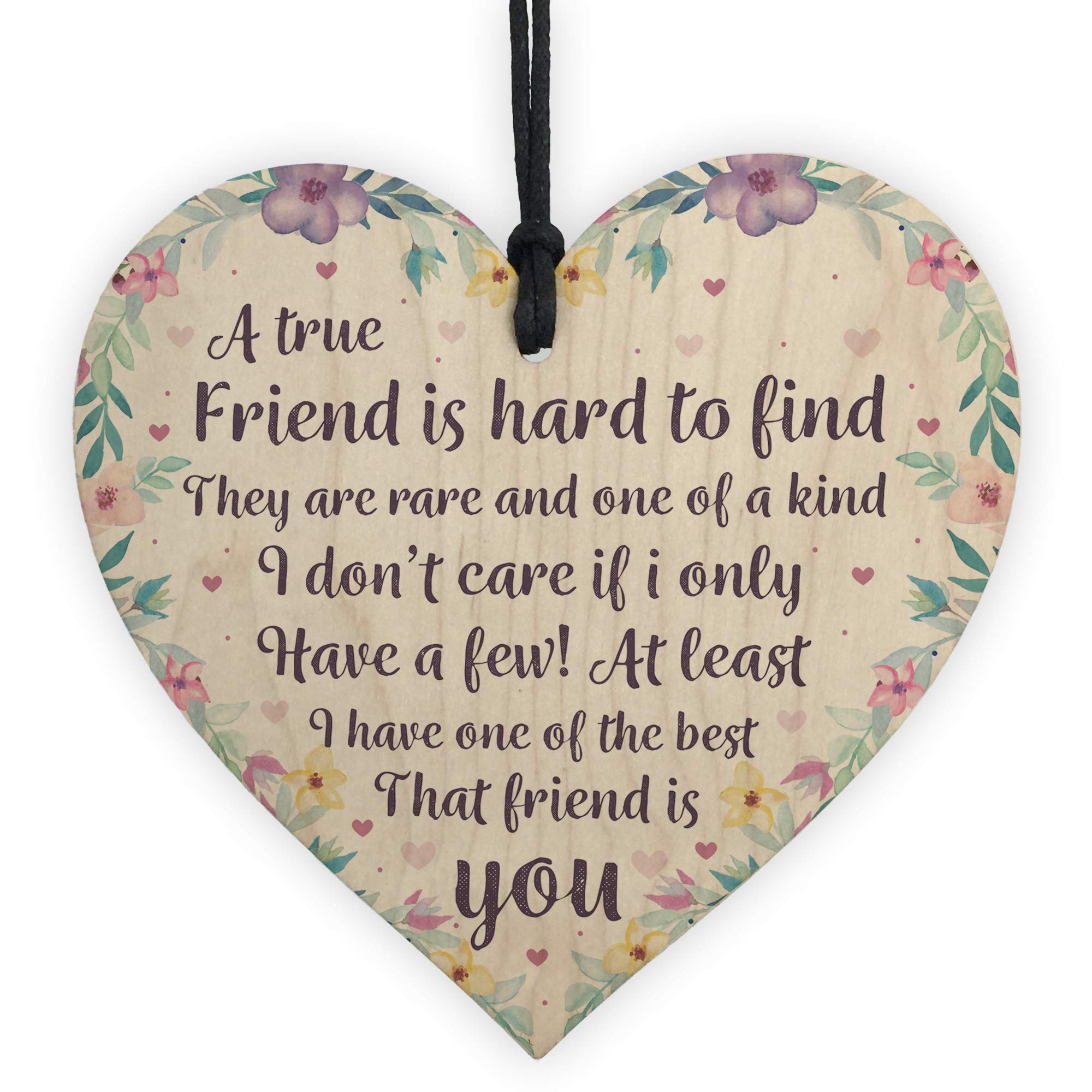 Red Ocean True Friend Friendship Sign Best Friend Wooden Heart Thank You Gift Keepsake