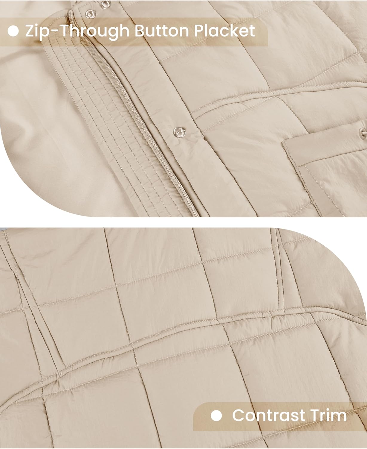 Zhiyouni Women's Quilted Puffer Vest Casual Hooded Short Sleeves Padded Jacket Poncho Outerwear - Image 7