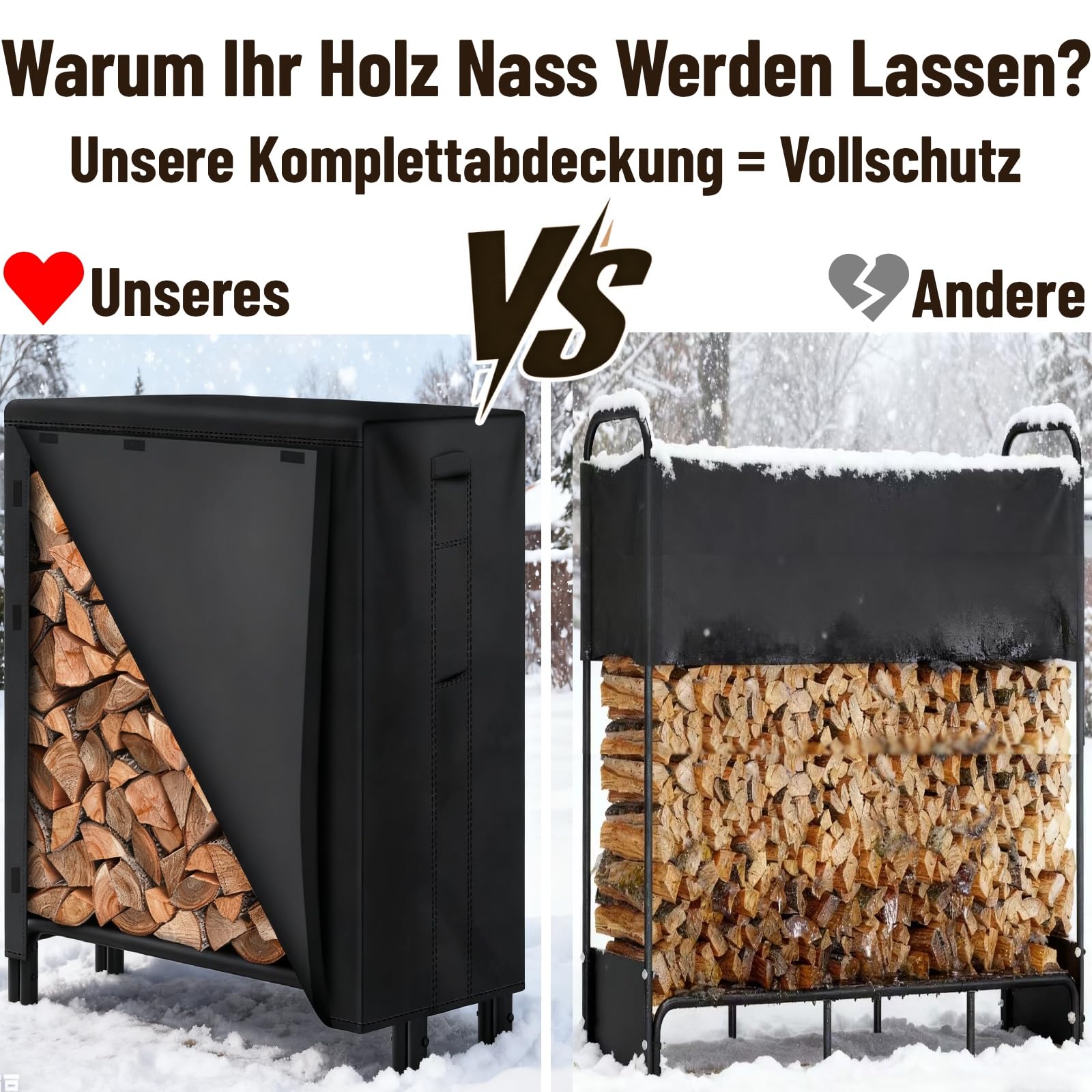Amagabeli 244cmx61cmx107cm kaminholzregal Aussen Holzregal mit Schutzabdeckung Bennholzregal Außen Wasserdichtes Feuerholzregal außen für Holz Stapelregal Lagerung Holz Geeignet für Terrasse Lagerung