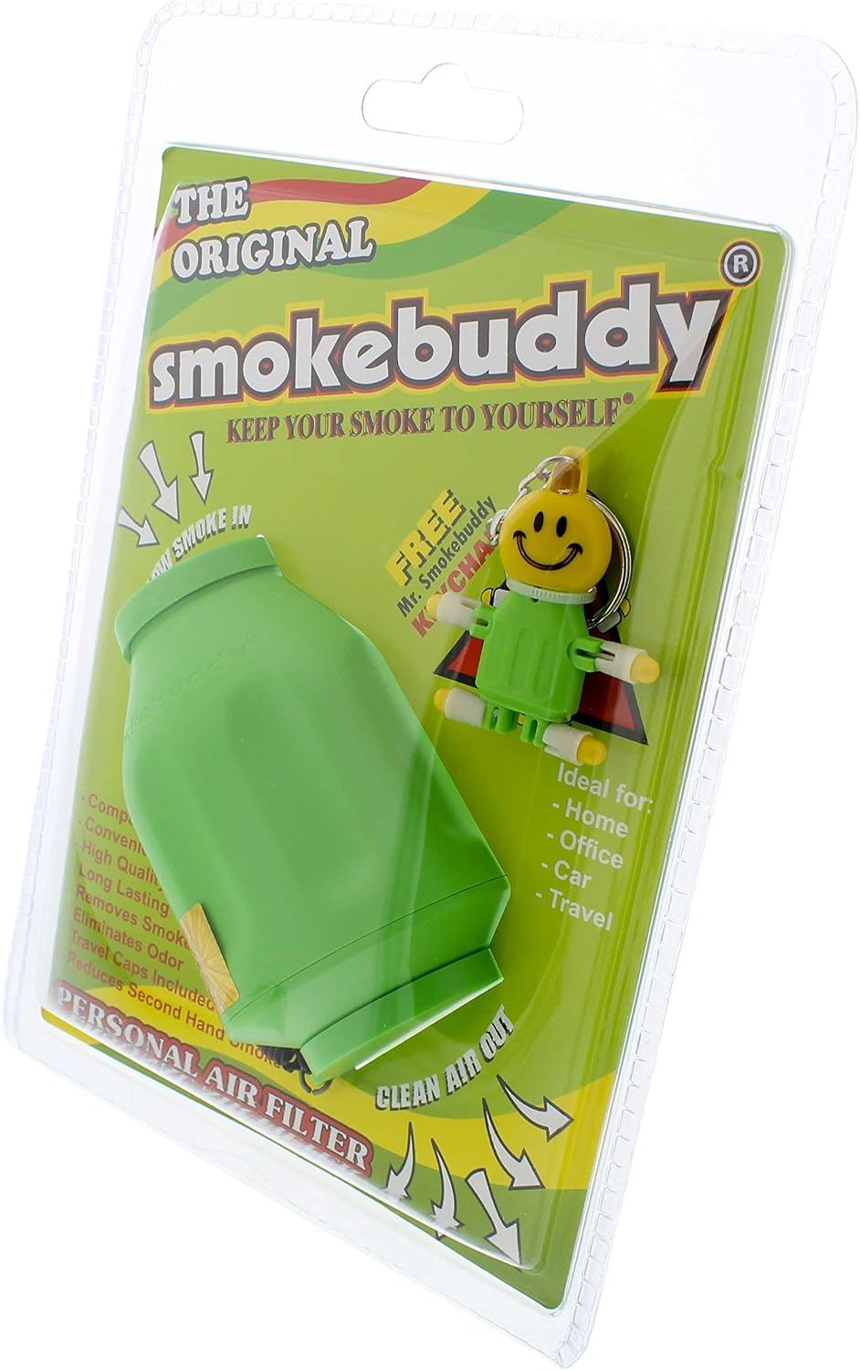 Smoke Buddy Personal Air Purifier Cleaner Filter Removes Odor - Lime Green
