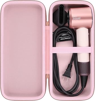 for Dyson Supersonic Travel Hair Dryer Hard Case, Protective Storage Organizer for Mini Hair Dryer, Portable Carrying Bag, Pink Fits Travel Version Only, Not for Other Dyson Models