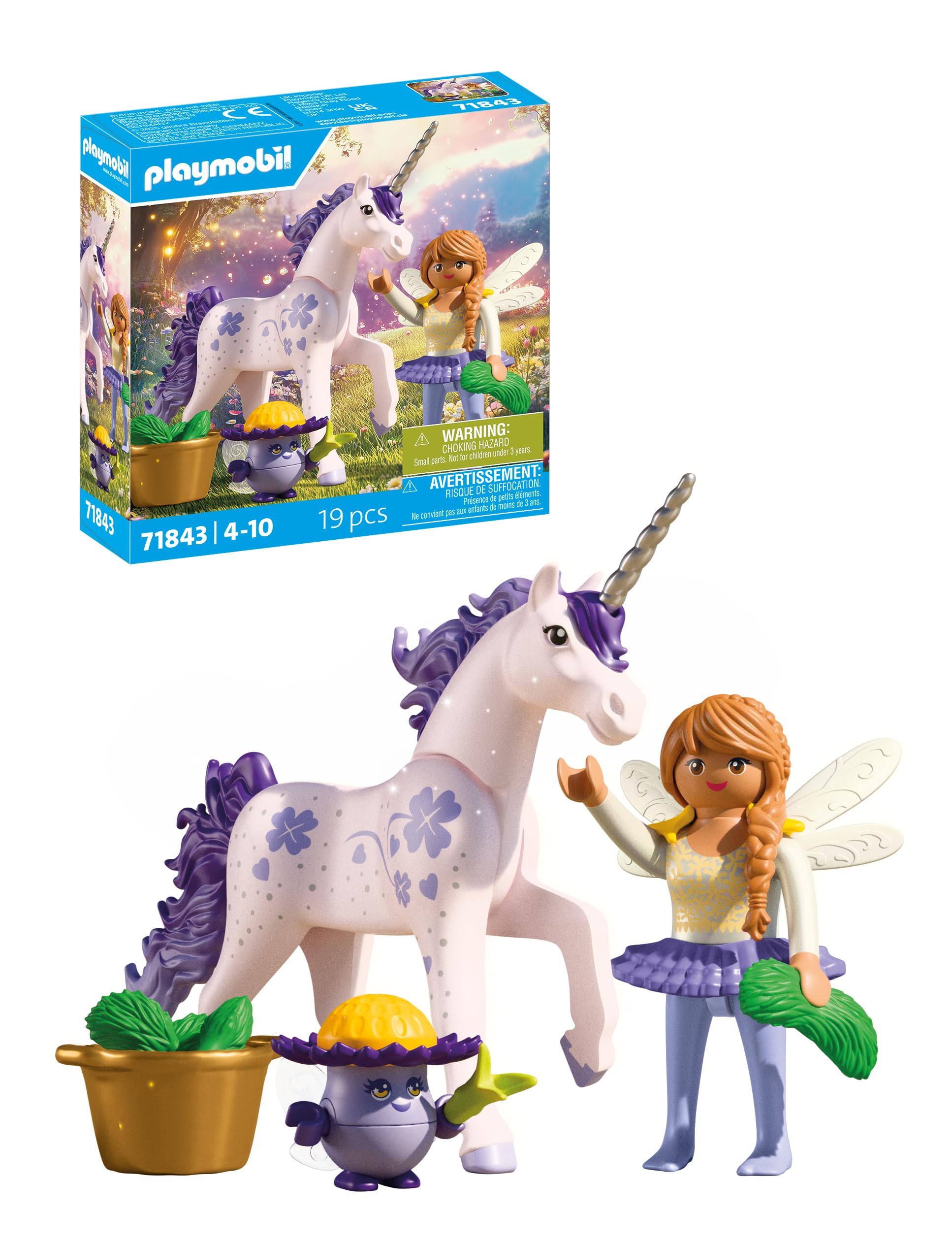 Playmobil | Magic Unicorns | Licorne de Collection Lavande chanceuse avec fée | avec des détails soignés & des Accessoires interchangeables | Cadeau Parfait pour Les Enfants à partir de 4 Ans | 71843