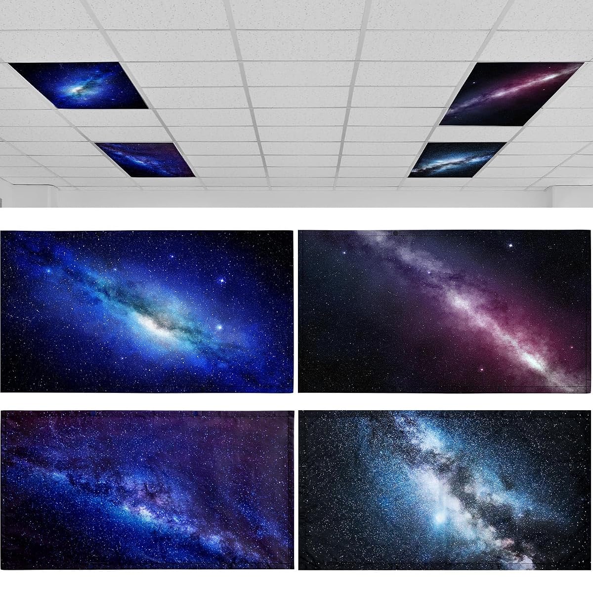 Roceei Pack Of 4 Fluorescent Light Covers For Ceiling Lights, 4 X 2 Ft,