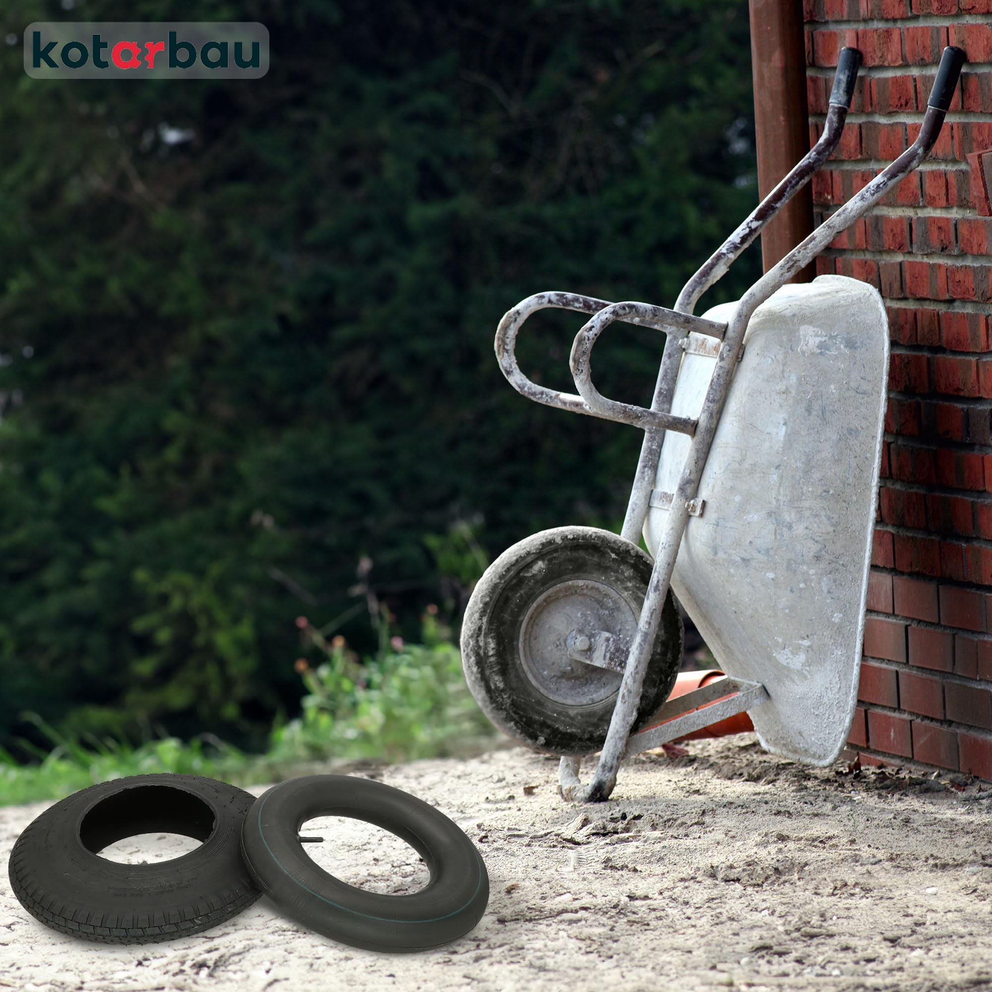 KOTARBAU® Pneu Chambre à Air Brouette - Chambre a Air - Ø 40 cm - Caoutchouc Renforcé - 4.80/4.00-8 - Noir - Pneu Brouette - Universel pour Chariot Jardin