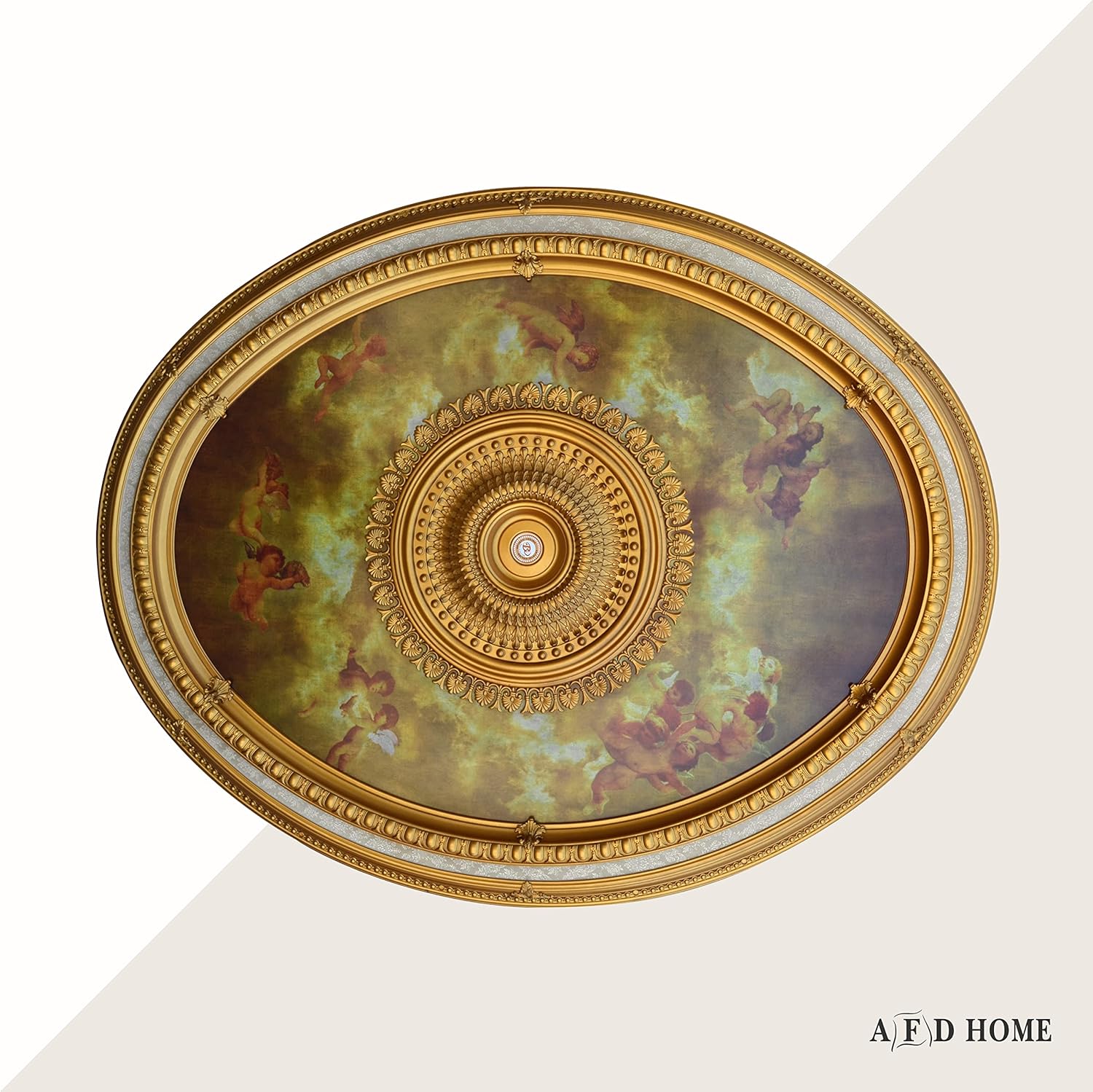 Large Oval Sistine Chandelier Ceiling Medallion or Fan Medallion, 79 Inches, Multicolored