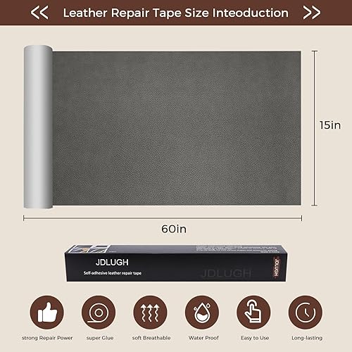 Miniatura 54 de Cinta de parche de reparación de cuero para sofá, sofá autoadhesivo grande, asiento de automóvil, silla de oficina, muebles de cuero, kit de parches