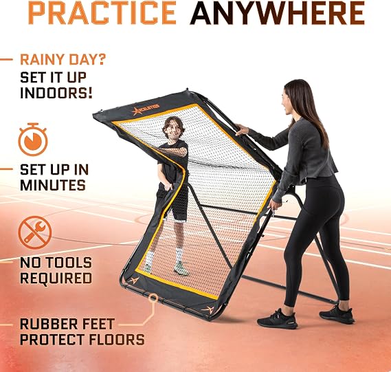ACELETIQS Lacrosse Rebounder for Backyard 5x7 Feet Baseball Rebounder Volleyball Rebounder - Lacrosse Ball Pitchback, Throwback, Bounce Back Training Wall [Carry Bag Included]
