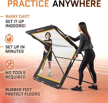 ACELETIQS Lacrosse Rebounder for Backyard 5x7 Feet Baseball Rebounder Volleyball Rebounder - Lacrosse Ball Pitchback, Throwback, Bounce Back Training Wall [Carry Bag Included]