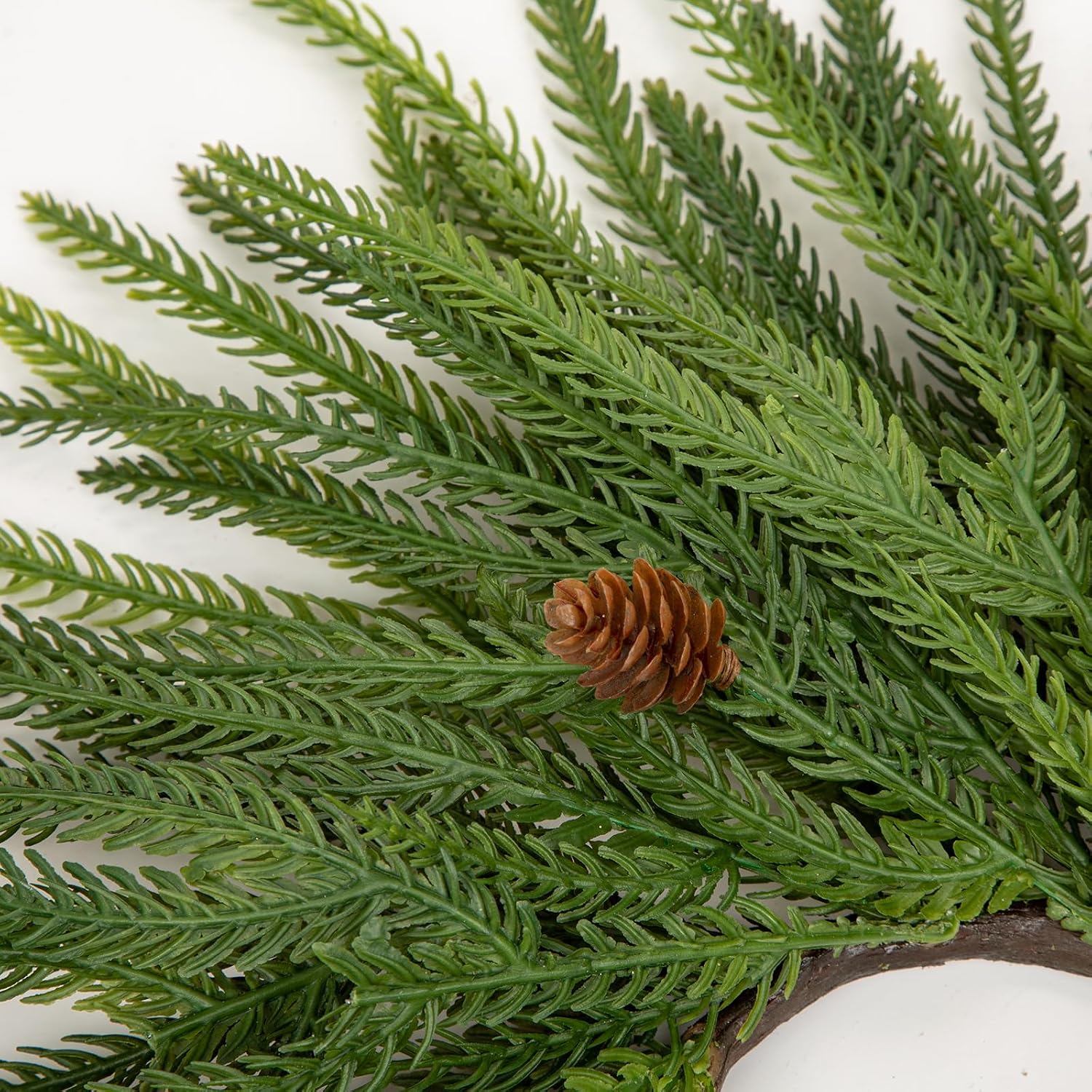 Set of 2 Christmas Candle Rings 16 Inch Table Wreath Small Artificial Norfolk Pine Wreaths, Double Use Pine Candle Wreath or Greenery Wreaths for Table Centerpiece, Mantel Christmas Decor