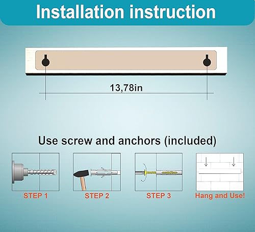 Miniatura 8 de Tira magnética para cuchillos de madera blanca de 16 pulgadas, uso como soporte magnético para cuchillos para pared, tira magnética para cuchillos,