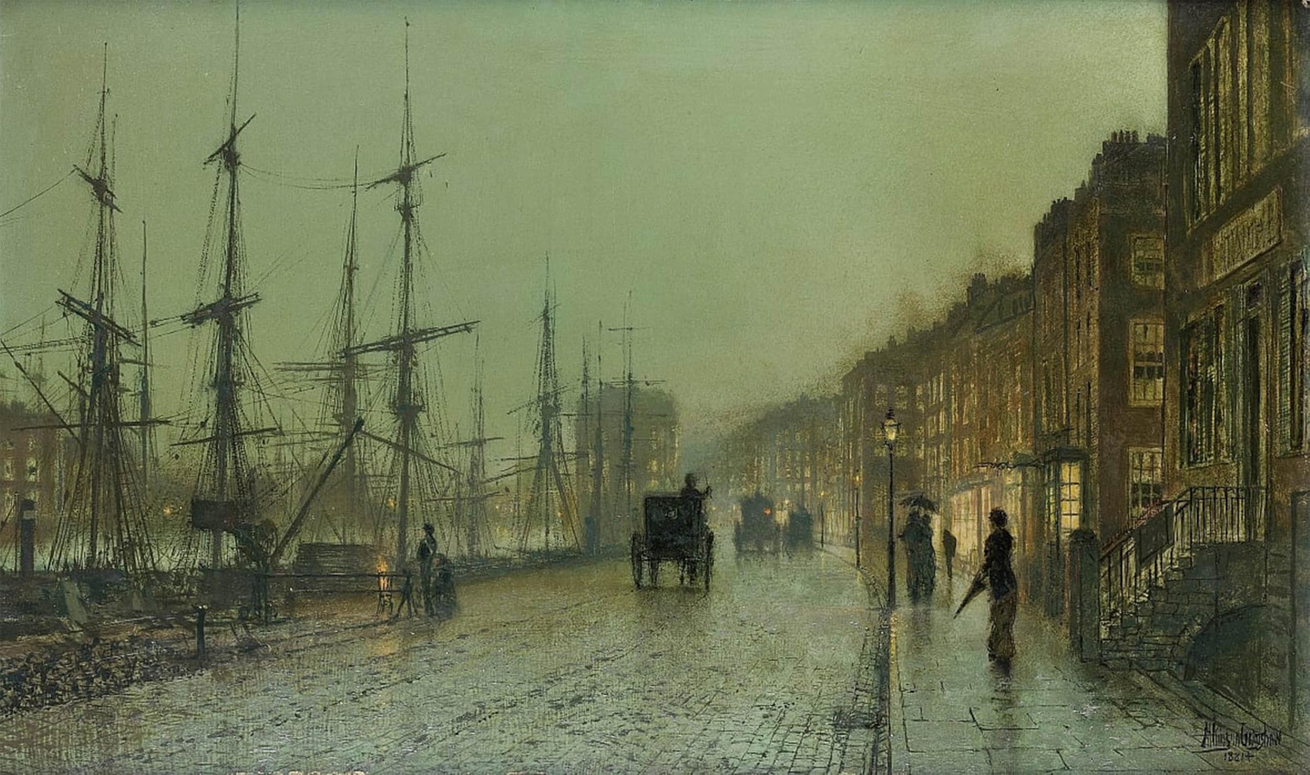 POSTERIIk Vintage Classic Picture Landscape Artwork Glasgow Dock Portrait Canvas Painting for Office Home Decor 60x90cm
