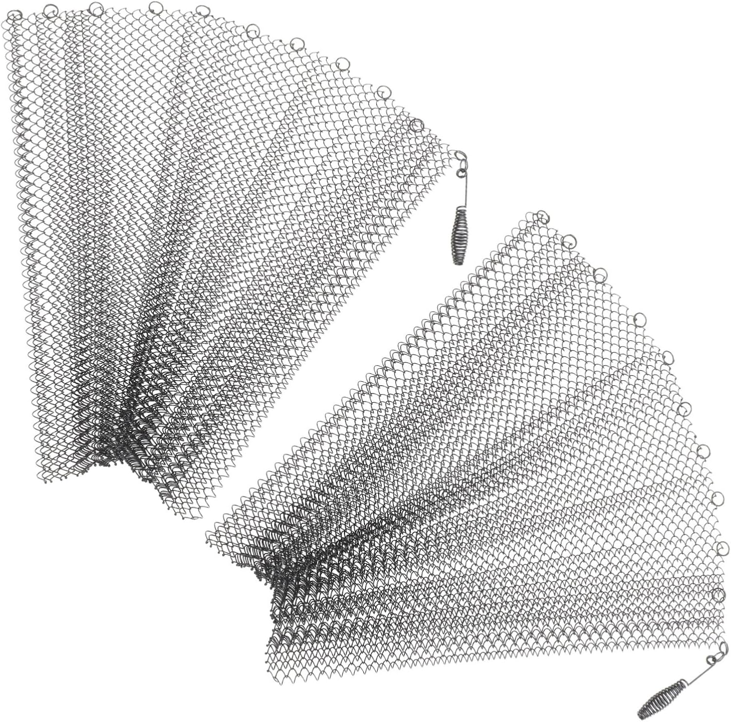 2pcs Fireplace Mesh Screen Curtains with Handles Xin Black Iron Sparks Guard Panels Heat Resistant Fireplace Screen Curtains for Hearth Protection and Spark Prevention