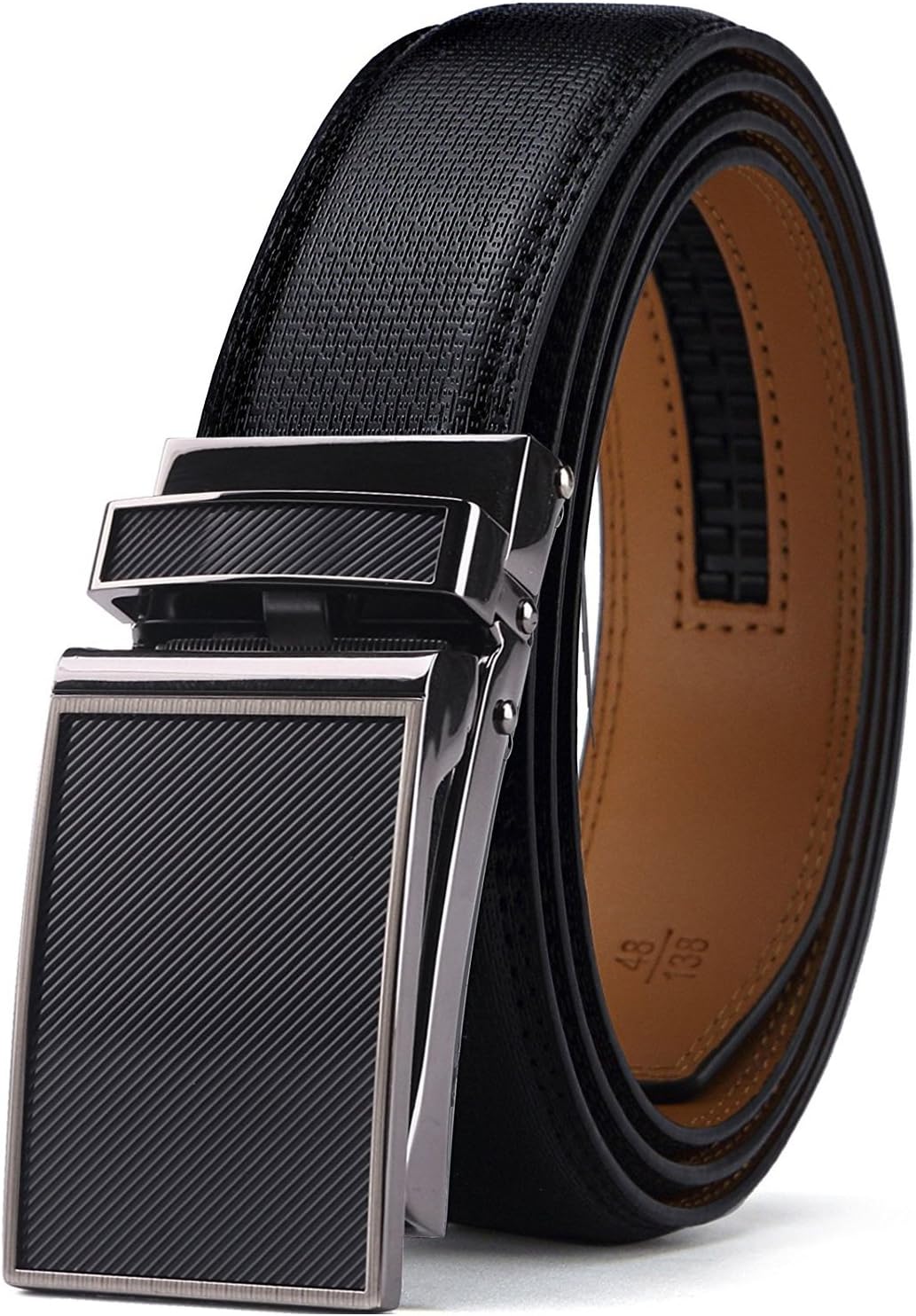 Belt for Men,Alderman Men's Click Ratchet Belt Of Genuine Leather,Wide 1 1/8" Trim to Fit