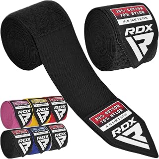 RDXボクシングハンドラップは、パンチング用のインナーグローブ、MMA、ムエタイ、キックボクシング、格闘技トレーニング、コンバットスポーツ、ミットの下にある4.5メートルの伸縮性のある包帯を保護します。