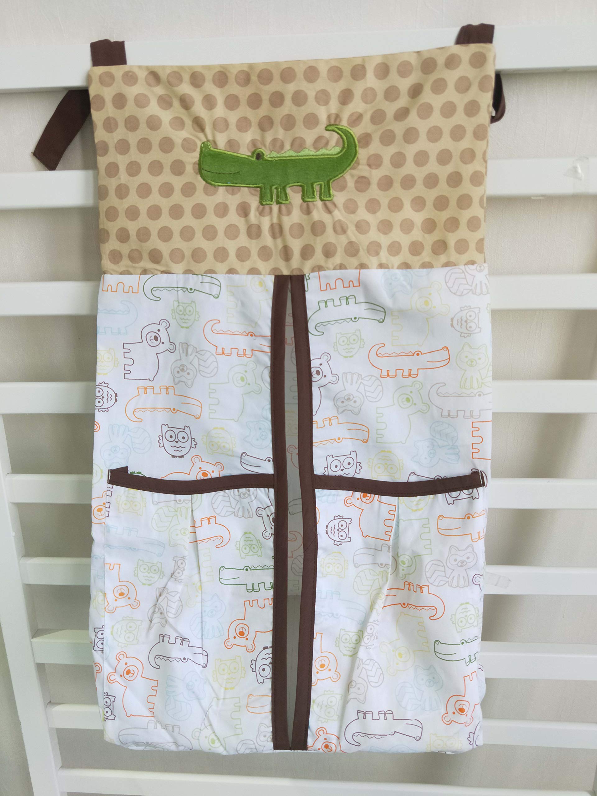 Embroidery Crib Diaper Stacker Beige Crocodile Crib Diaper Hanging Stacker (Beige Crocodile)-picture-11