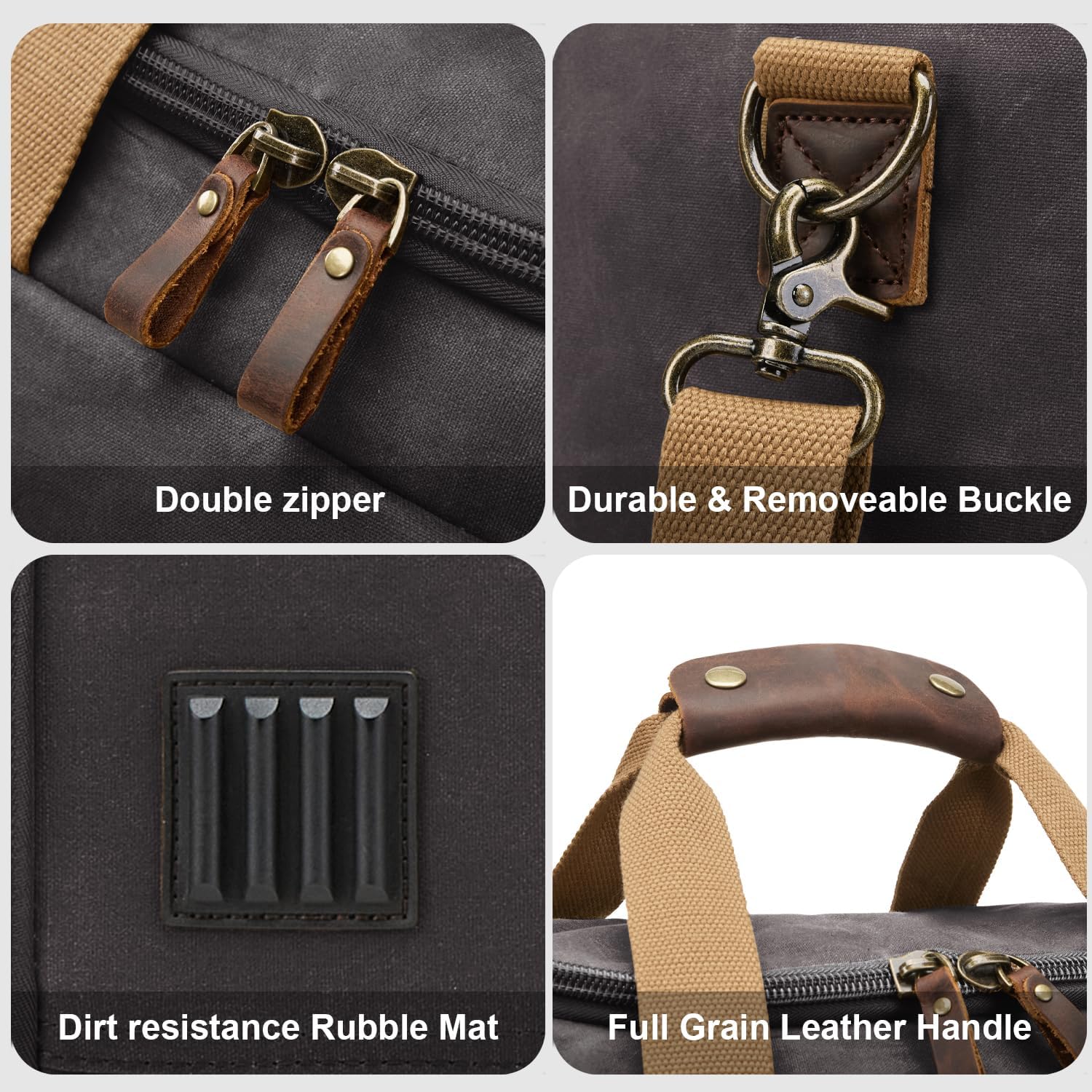 Waxed Canvas Duffel Bag 50L Waterproof Duffle Bag Travel Overnight Weekender Bag - Image 5