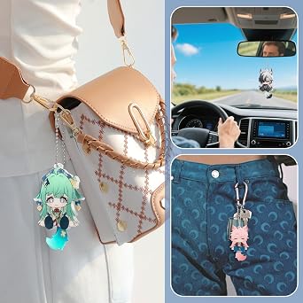 Anime game characters Keychain(ZZZ) - Acrylic, Moveable Tail & Ears,Durable & Lightweight Anime Keychains