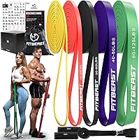 Vista 1 de FitBeast Resistance Bands Set, Pull Up Assist Bands for Strength Training, Powerlifting, Muscle Toning, Yoga, Mobility Exercises, Rehabilitation
