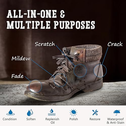 Miniatura 3 de MEKER Aceite de visón, aceite de visón para botas de cuero, acondicionador de cuero natural con esponja, restauración de zapatos, chaquetas,