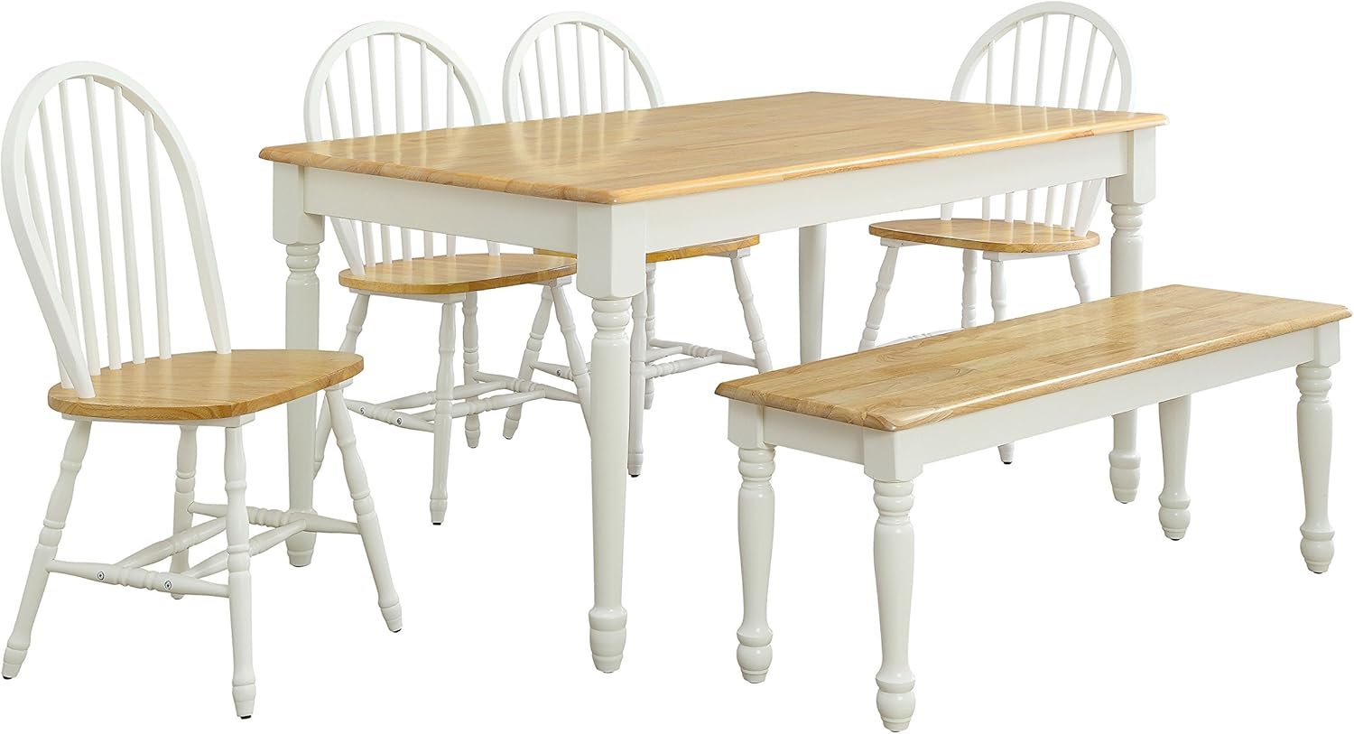 Better Homes and Gardens Autumn Lane Farmhouse Dining Table, White and Natural by Better Homes & Gardens - Tables