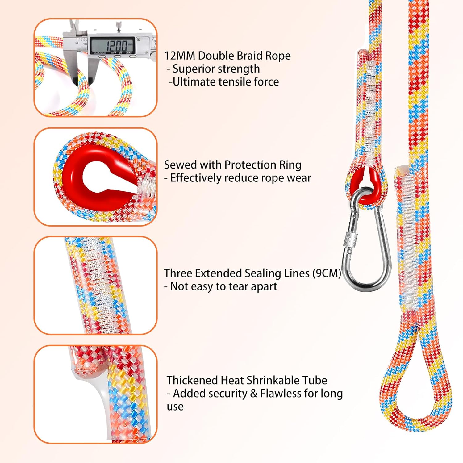 Tree Swing Ropes (Set of 2), 3FT/5FT/10FT/15FT/20FT, Tree Swing Straps Hanging Kit Holds 4400 lbs, Heavy Duty Carabiners for All Swing Hammock Playground Set Accessories (5 FT) 2 81bsAyTOMAL. AC SL1500