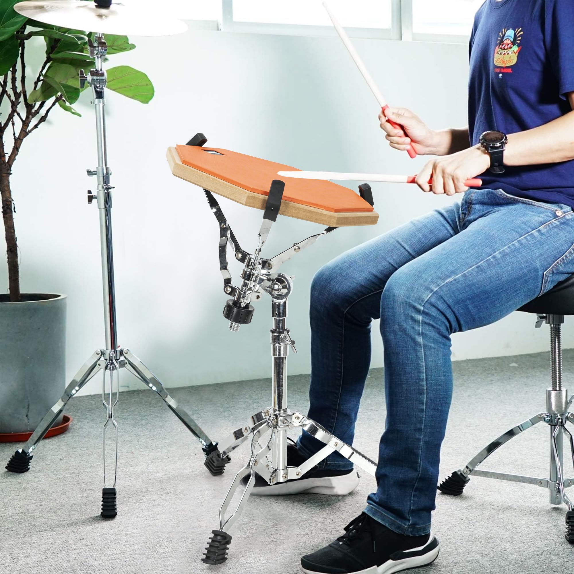AKOZLIN Snaredrum-Ständer mit Drumsticks-Halter, 25,4-35,6 cm | Doppelstrebiges Stativ, Für Anfänger, Höhenbereich 40,9-55,9 cm, Für Snaredrum-Pad geeignet