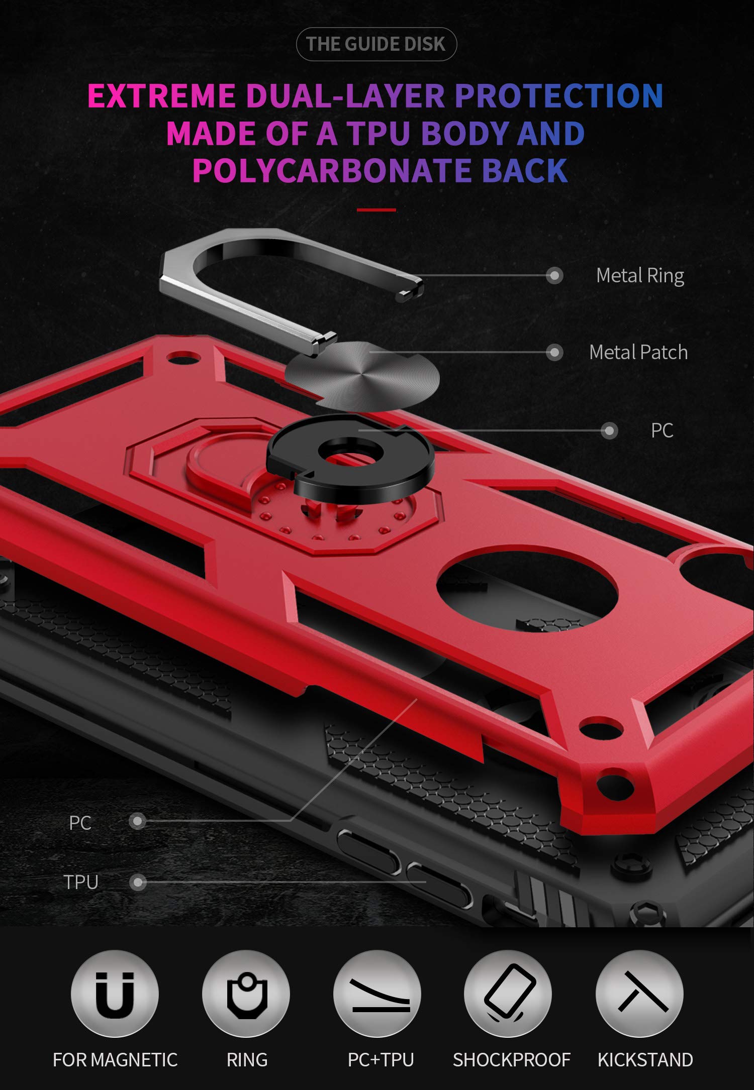 SORAKA Cover per iPhone Xs Max con anello,Custodia in TPU