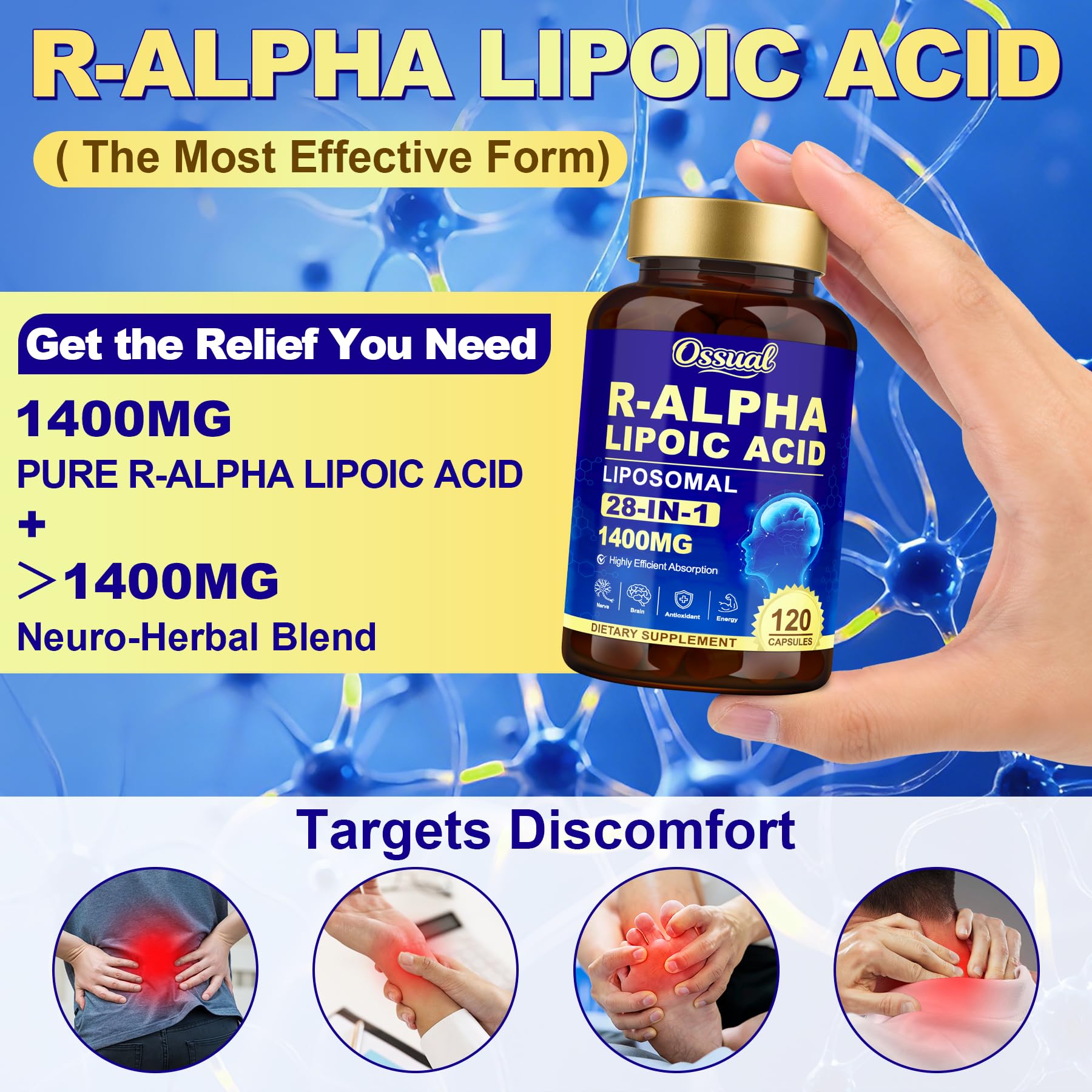28-in-1 R Alpha Lipoic Acid 1400mg Neuropathy Supplements, 120 Capsules — Amazon image 2