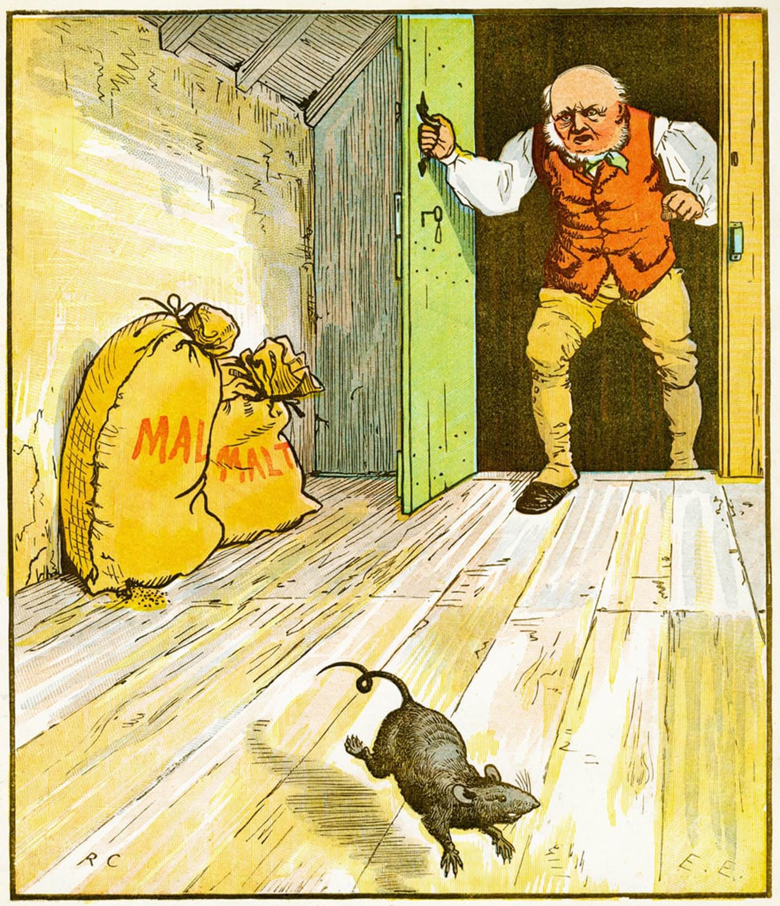 ARTXLXXBN Famous Painting Art Wall Decor Abstract Art Picture This Is the Rat That Ate the Malt by Famous Artist Animal Pictures for Home Decor 60x90cm