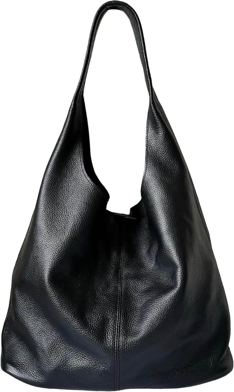 Slouchy Tote Bags for Women, Soft Leather Women's Bag, Large Hobo Bag, Simple Underarm Bag, Top Handle Handbag