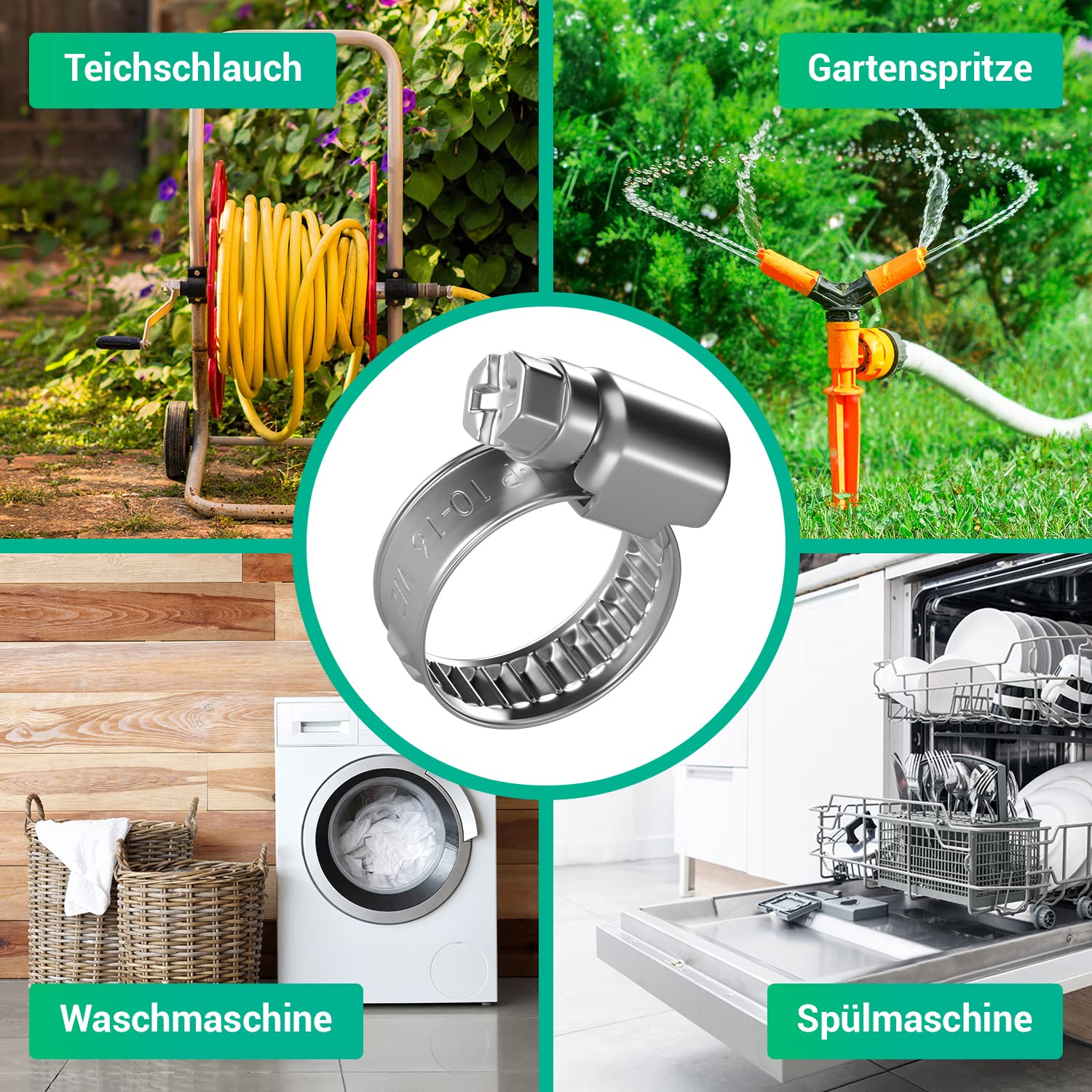 Pangaea Tech Fascette stringitubo in acciaio inox, 25-40 mm, 10 pezzi, qualità professionale secondo DIN 3017 (W2) per piscina, laghetto e giardino