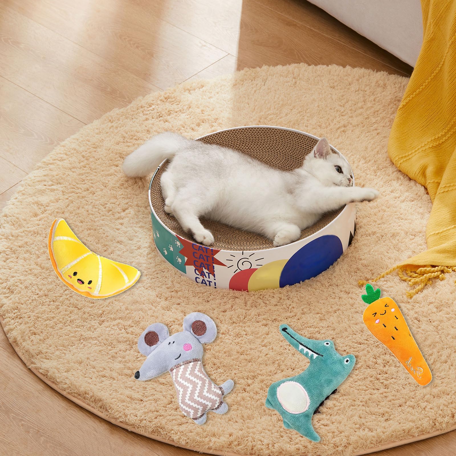 Moguri 4 szt. zabawki z kocimiętką, zabawka dla kota z kocimiętką, zabawka dla kota do samodzielnej zabawy Catnip Toy Cat Toys, poduszka z kocimiętką pluszowa zabawka dla kotów