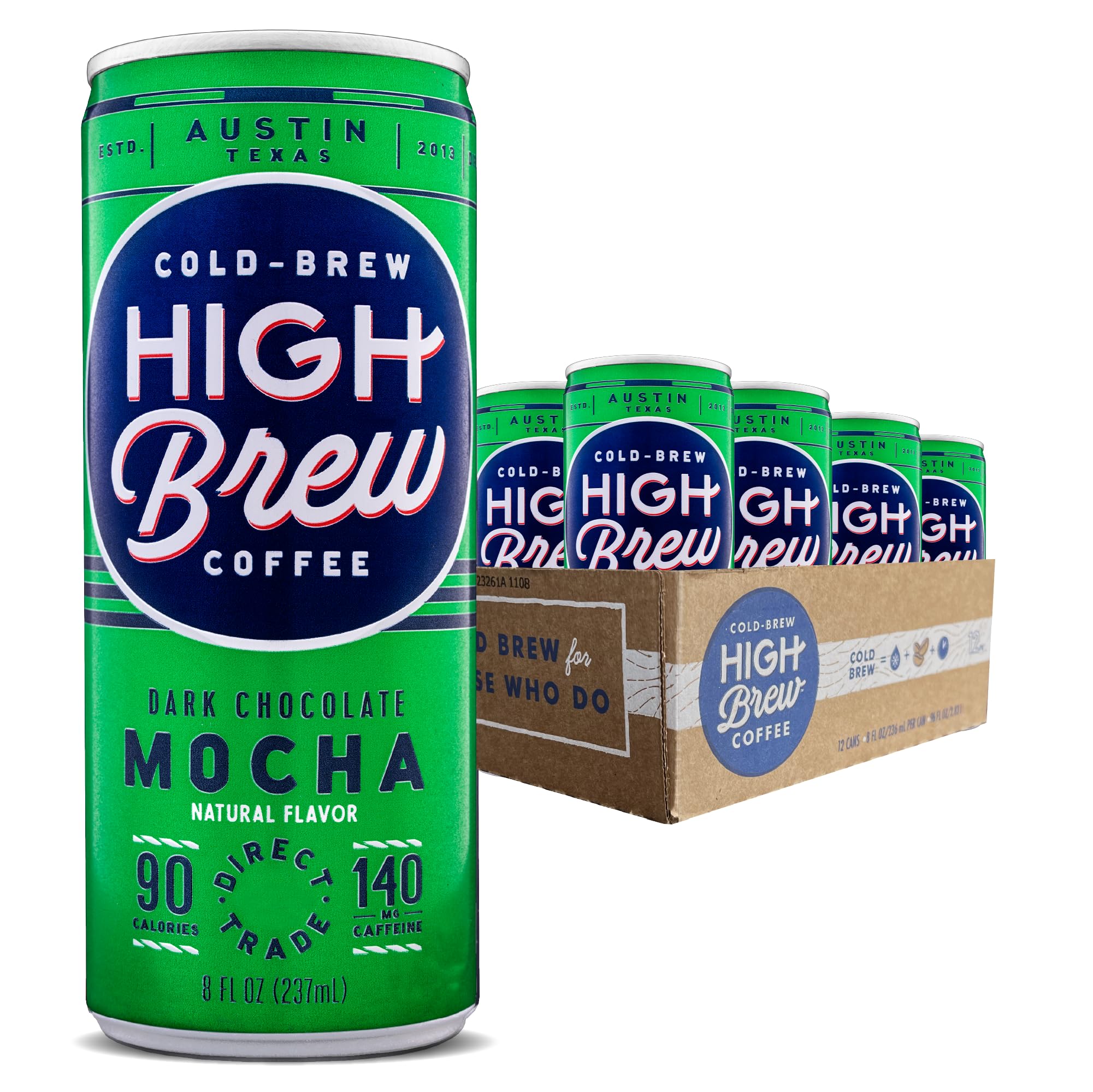 High Brew Cold Brew Coffee Dark Chocolate Mocha, 8 Ounce Can (12 Count)