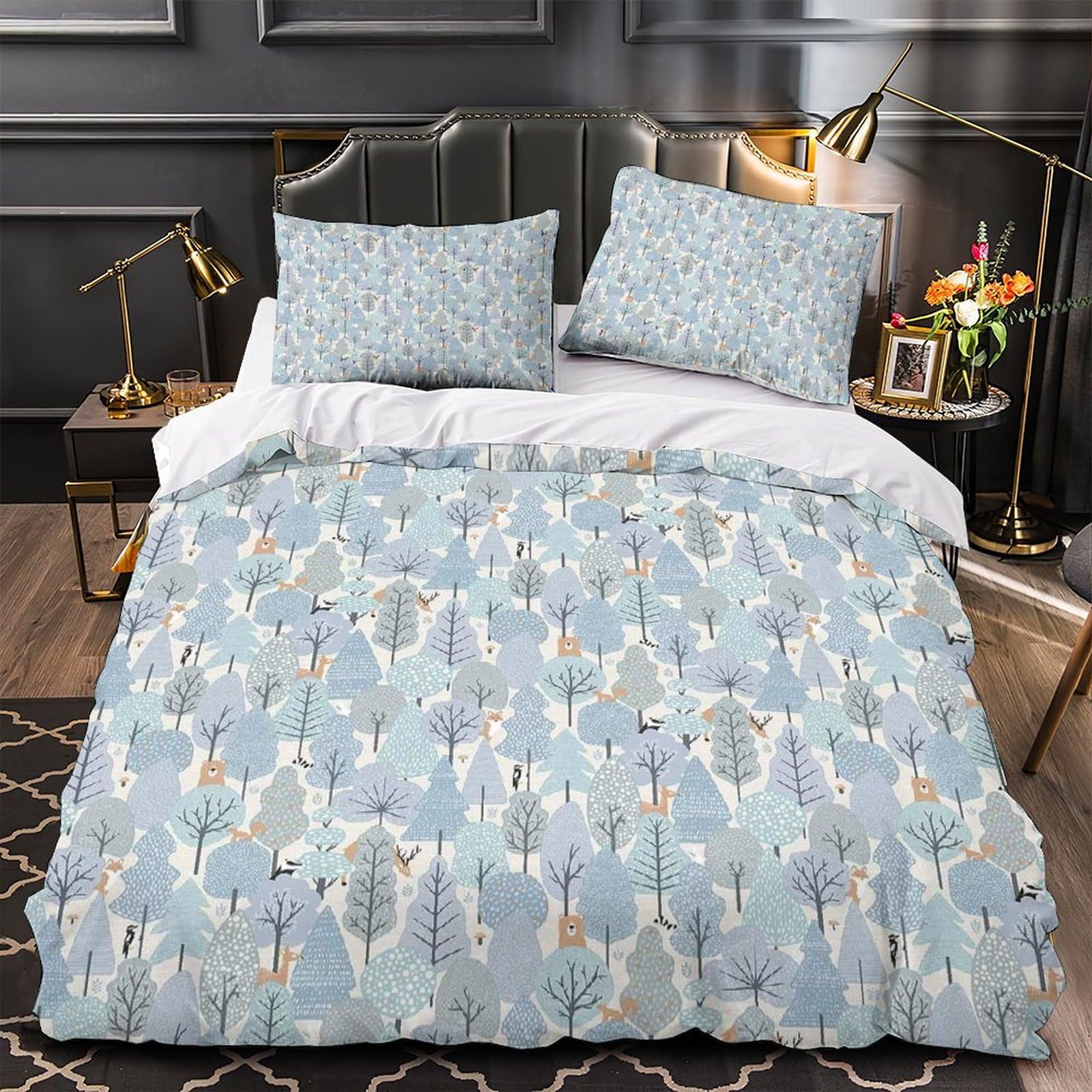 MXRMXR Tree 3D Comforter Cover Set for Duvet Cover Bedding Set Bedspread Cover with Pillowcase Microfiber Bed Cover Zipper 3 Piece Set Quilt Cover Super King（260x220cm）