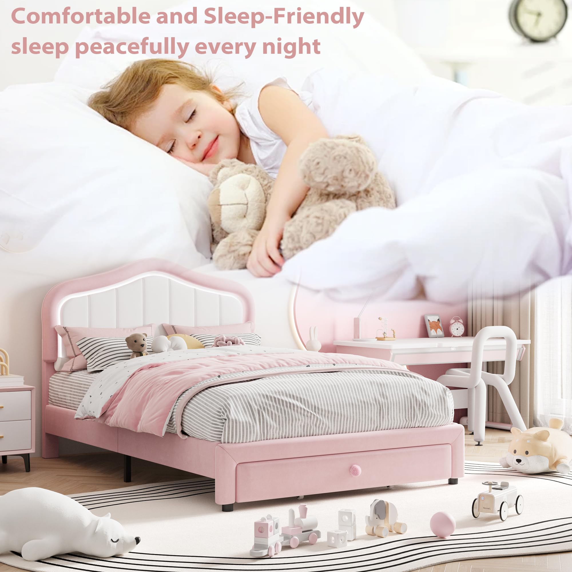 Amazon.com: GarveeHome Upholstered Twin Bed Frame with Led Lights