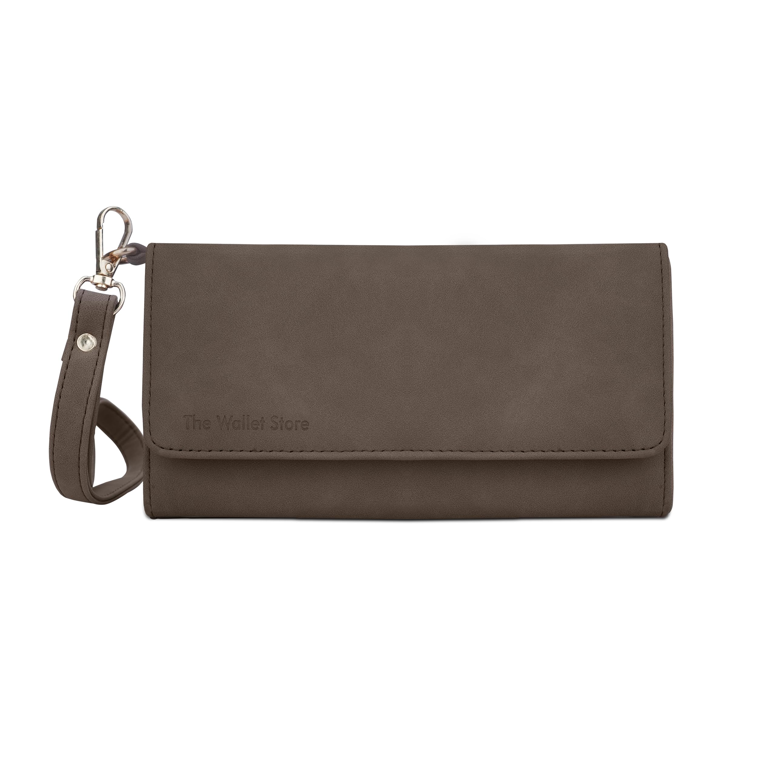 The Wallet Store Suede Leather Clutch For Women - Brown