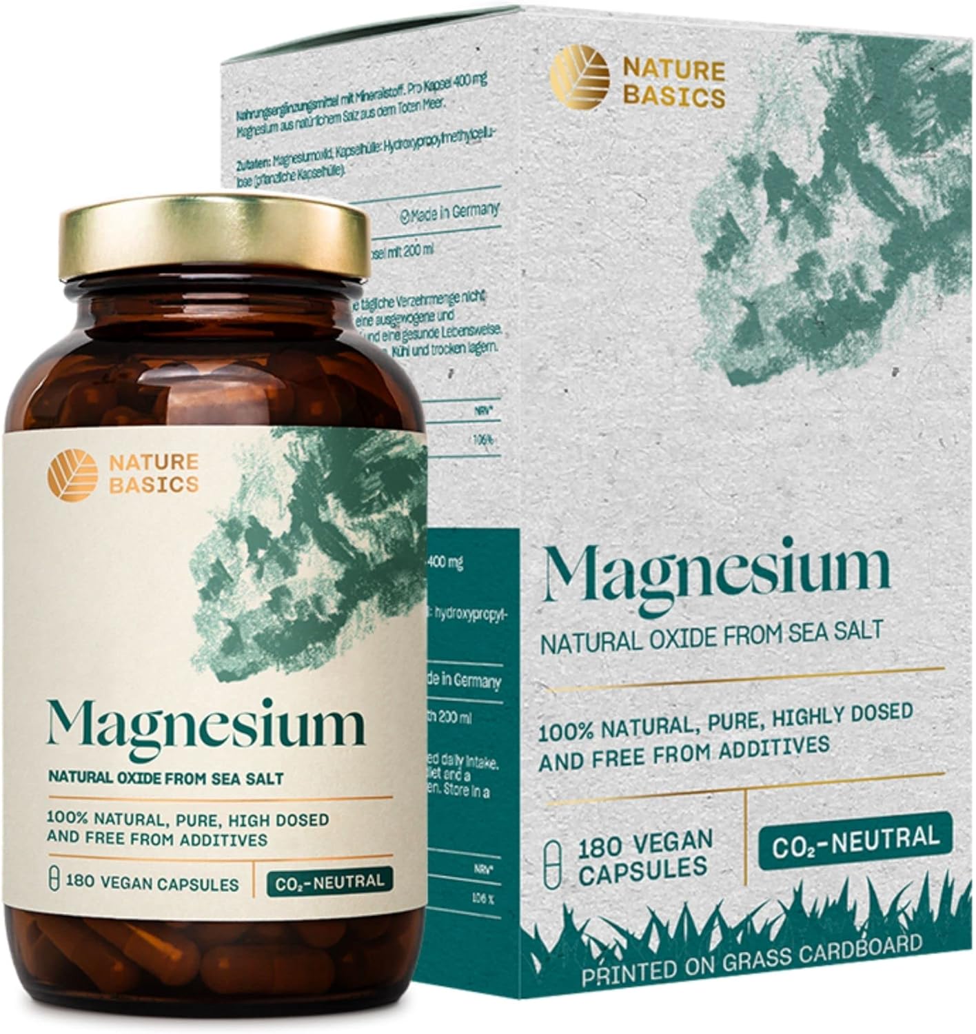 Nature Basics® Natural Magnesium Certified & Sustainable in a jar 400mg Elemental Magnesium