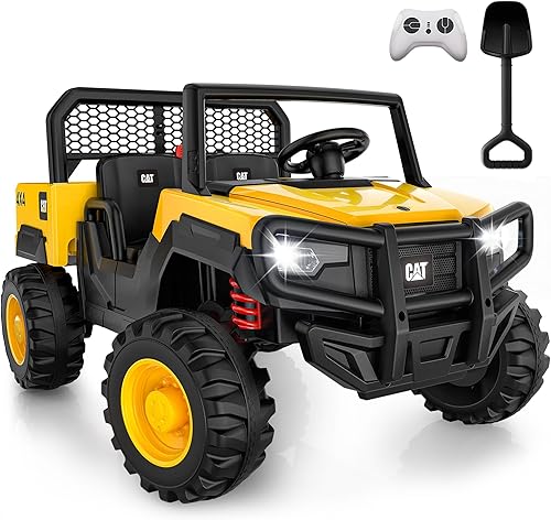 ANPABO Caterpillar - Camión volquete con licencia para conducir, juguetes de 24 V con control remoto para padres, motores potentes 4WD, hasta 5 Mph,