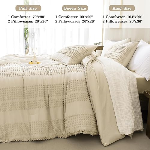 Miniatura 4 de Andency Juego de edredón beige copetudo, tamaño individual (68 x 90 pulgadas), 2 piezas (1 edredón, 1 funda de almohada), edredón texturizado de