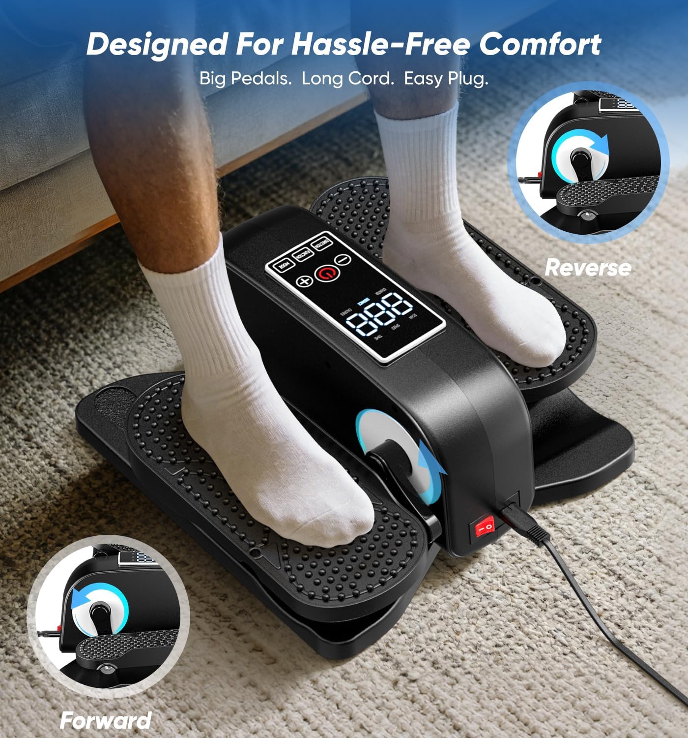 HOMGIM Under Desk Elliptical Machine - Quiet Motorized Leg Exerciser with Smart Remote, 12-Speed Manual Programs Auto/3 Auto Programs LCD Display & Bidirectional Motion for Home/Office (Blackish Gray)