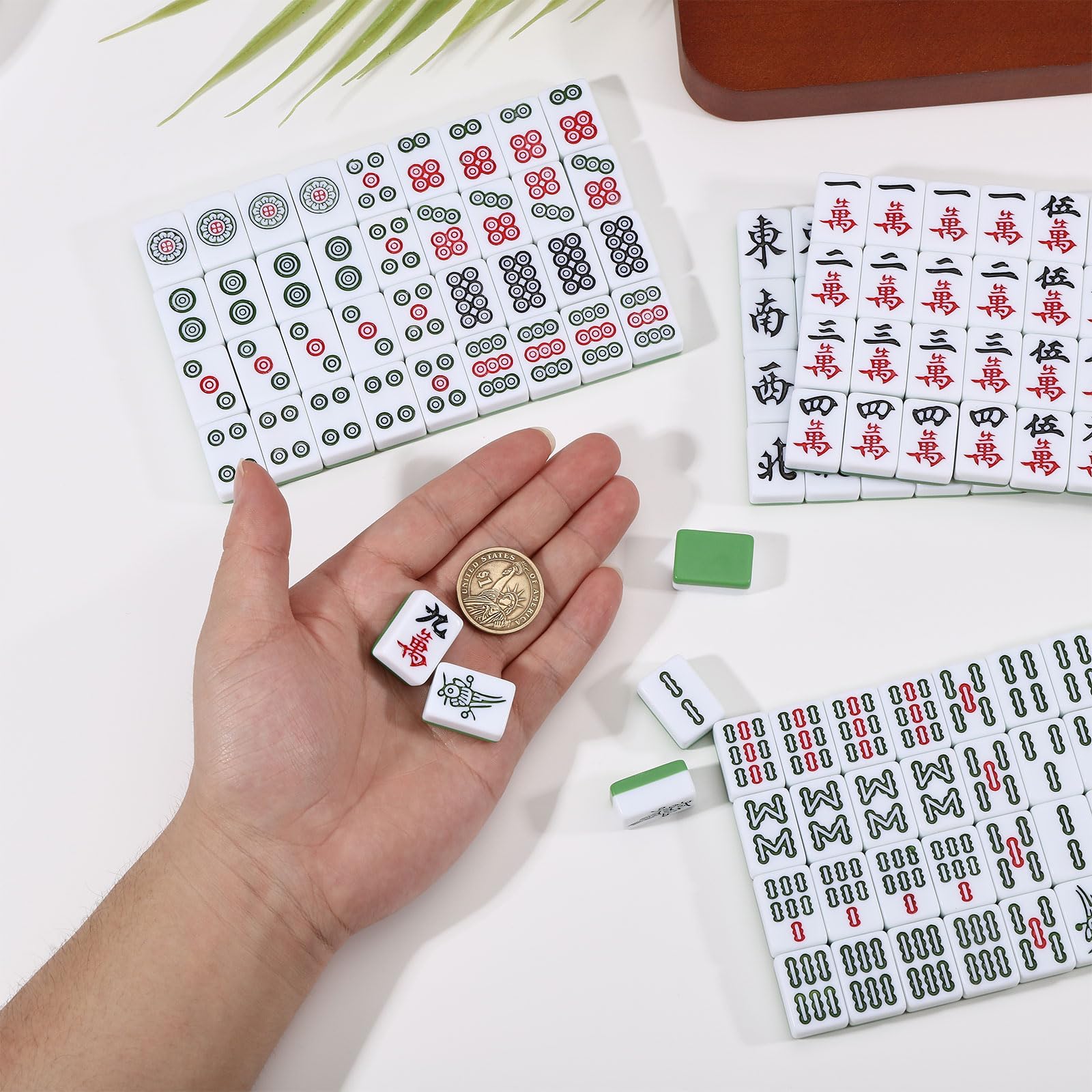 FREEBLOSS Mini Mahjong Set (144 Stück) – Tragbares Traditionelles Reisespiel Für Anfänger (2.3x1.6x1cm /0.91x0.63x0.39 Zoll)