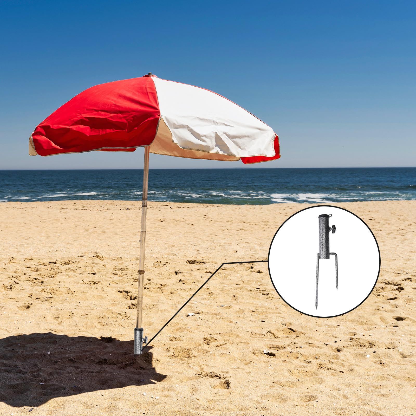 Stalowy stojak na parasole plażowe o wysokiej wytrzymałości, zestaw 2 stabilnych podstaw, do ogrodu i na kemping, do wietrznych warunków