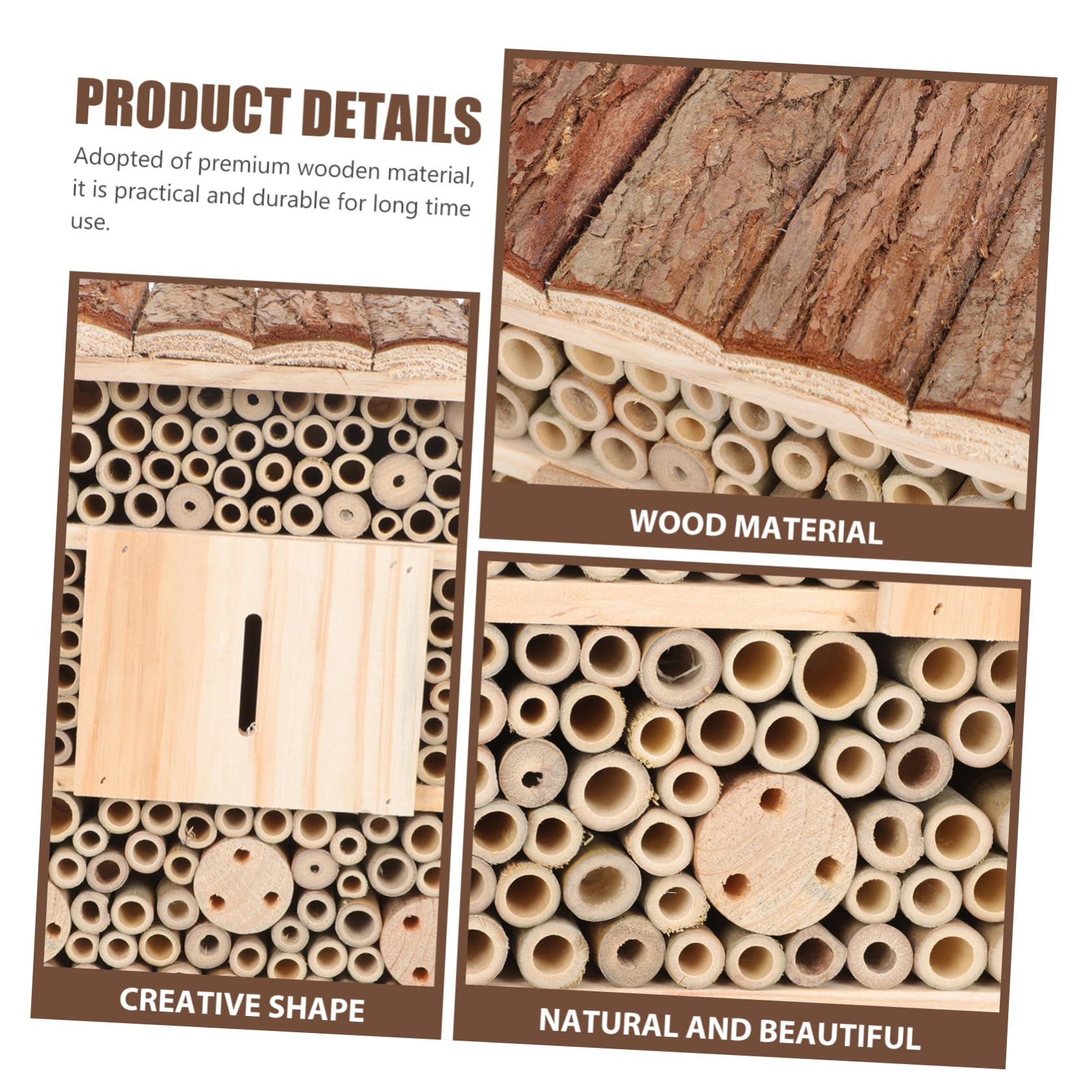 Kisangel Holzhaus Garten Insektenhaus Bienenhaus Robust Haus Für Garten Sicherem Dach Und Glatter Oberfläche Zum Schutz Anlockung Von Nützlichen Insekten