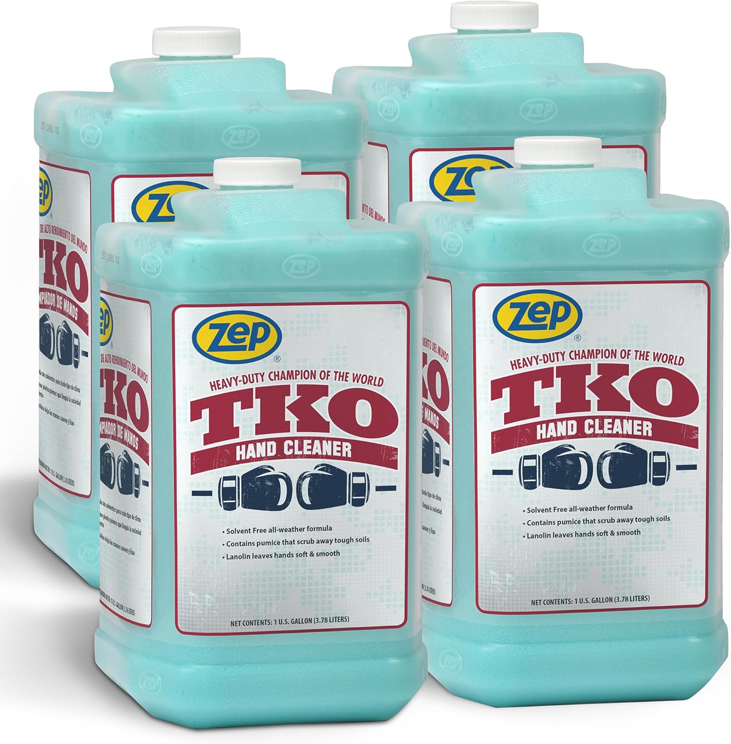Zep Heavy-Duty TKO Industrial Hand Cleaner - 1 Gallon (Case of 4) - 1049524 - For Industrial Professionals Such As Mechanics, Four Pumps Included