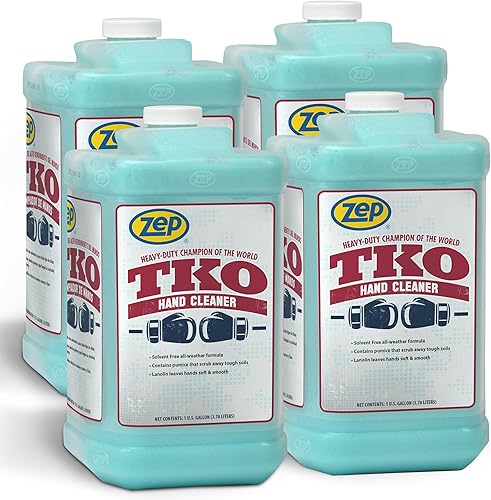 Zep Limpiador de manos TKO de alta resistencia - 1 galón (caja de 4) R54824 - Sin bomba, solo recarga, el limpiador de manos industrial para