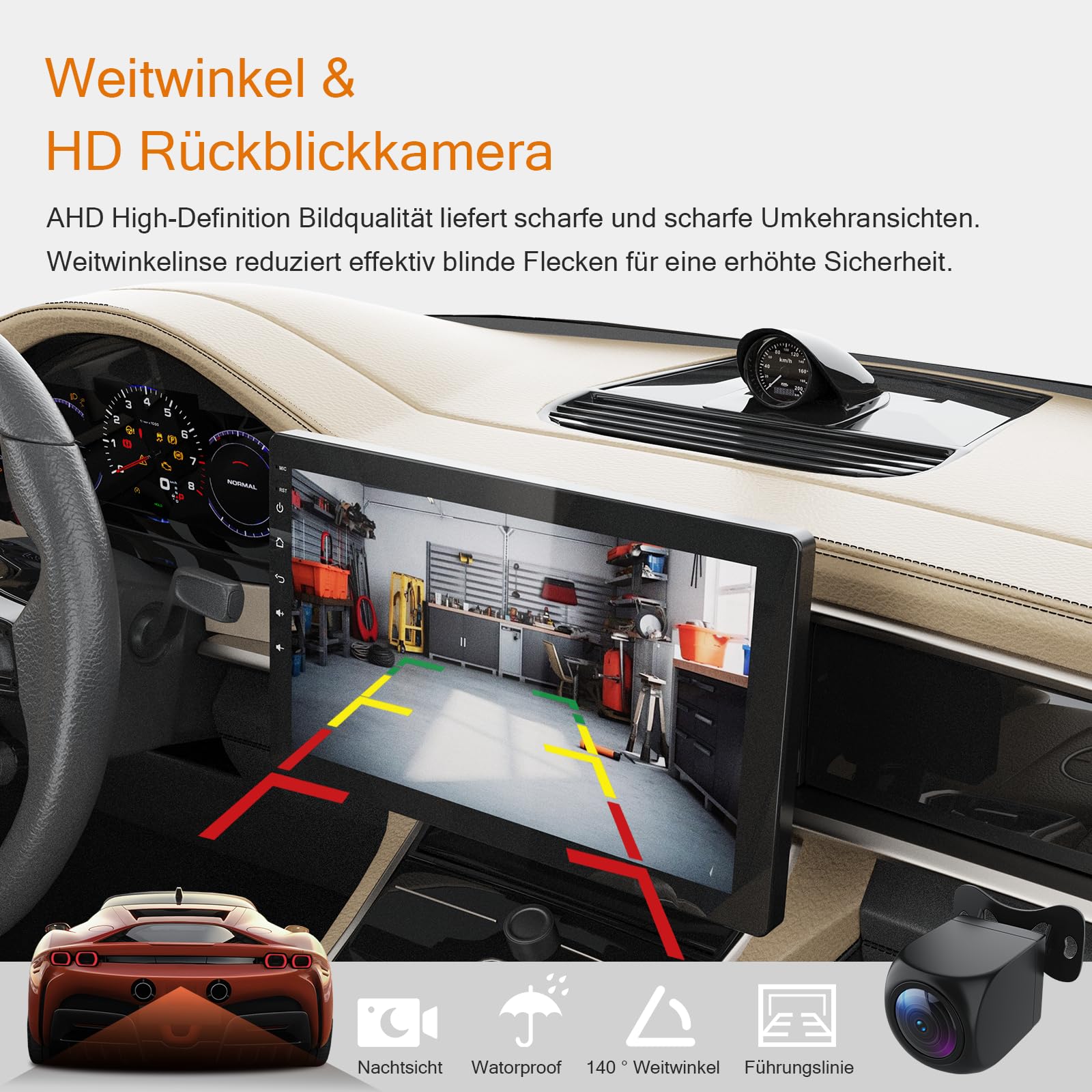 Haudio 1Din Autoradio, mit 10 Zoll 360° drehbar Bildschirm,Kompatibel mit Wireless Apple CarPlay und Android Auto,Car Play IPS Touch Screen,1080P-Rückfahrkamera,Bluetooth 5.0,GPS-Navigation,FM/AM/RDS
