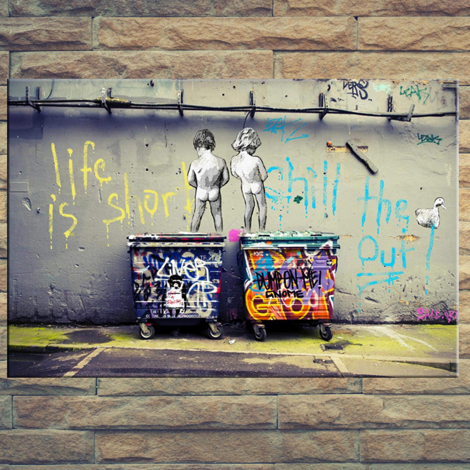 JACBON Graffiti De Banksy, Deux Enfants, Décoration De Rue - Impression